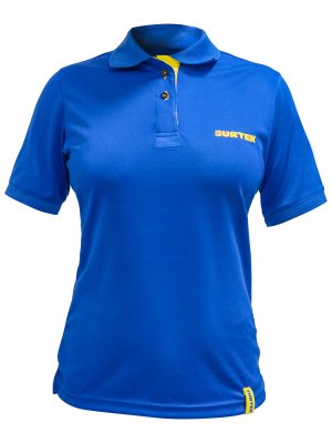 PDFS - Playera tipo polo dry fit para dama color azul talla CH Surtek