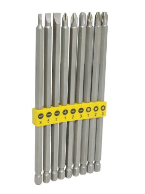 PFCL9 - Juego combinado de puntas extra largas hexágono de 1/4", 9 piezas en blíster Surtek