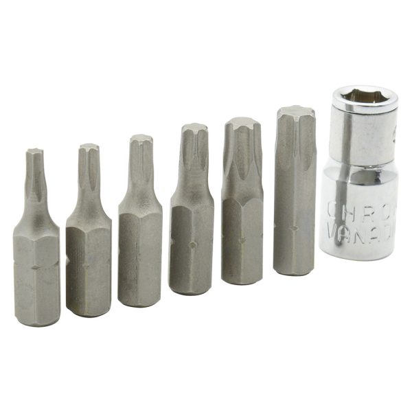 PFT7 - Juego de puntas Torx hexágono de 1/4" con adaptador, 7 piezas en blíster Surtek