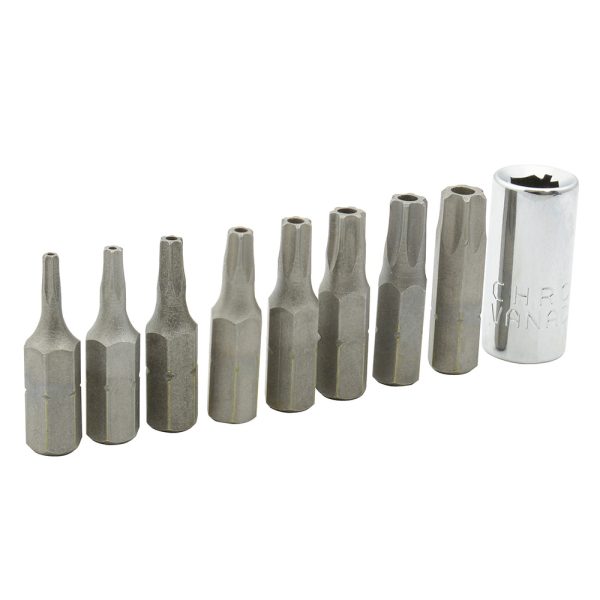 PFT9 - Juego de puntas torx de seguridad hexágono de 1/4", 9 piezas en blíster Surtek