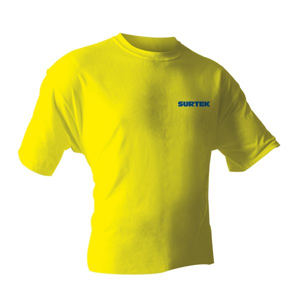 PLA101L - Playera cuello redondo color amarillo talla L Surtek
