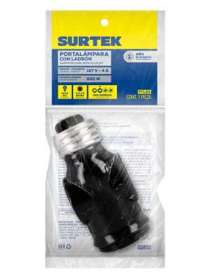 PTL03 - Portalámpara con ladrón, color café Surtek