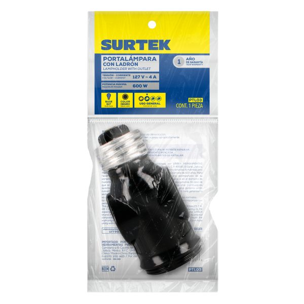 PTL03_e.jpg PTL03 - Portalámpara con ladrón, color café Surtek