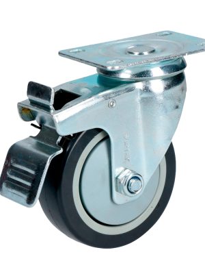 RG10B.jpg RG10B - Rodaja de poliuretano negro giratoria con freno 4" Surtek