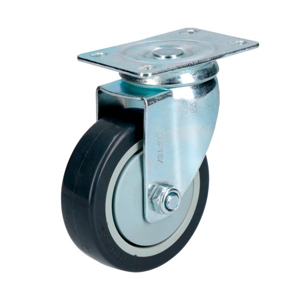 RG10G.jpg RG10G - Rodaja de poliuretano negro giratoria 4" Surtek