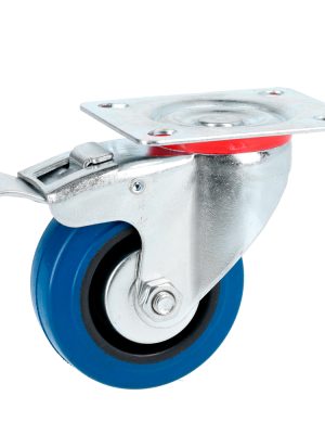 RGO7B.jpg RGO7B - Rodaja de goma elástica giratoria con freno azul 3" Surtek