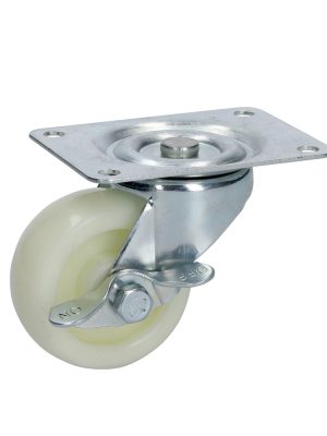 RN5B.jpg RN5B - Rodaja de polipropileno blanca giratoria con freno 2" Surtek