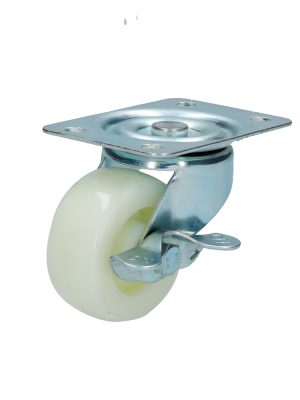 RN6B.jpg RN6B - Rodaja de polipropileno blanca giratoria con freno 2-1/2" Surtek