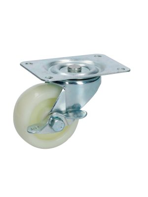 RN7B.jpg RN7B - Rodaja de polipropileno blanca giratoria con freno 3" Surtek