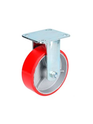 RP15F - Rodaja de fierro con poliuretano rojo fija 6" Surtek