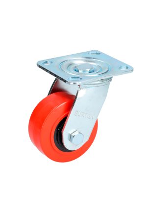 RR10G.jpg RR10G - Rodaja de poliuretano rojo giratoria 4" Surtek