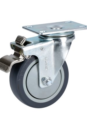 RT10B - Rodaja de TPR gris giratoria con freno 4" Surtek