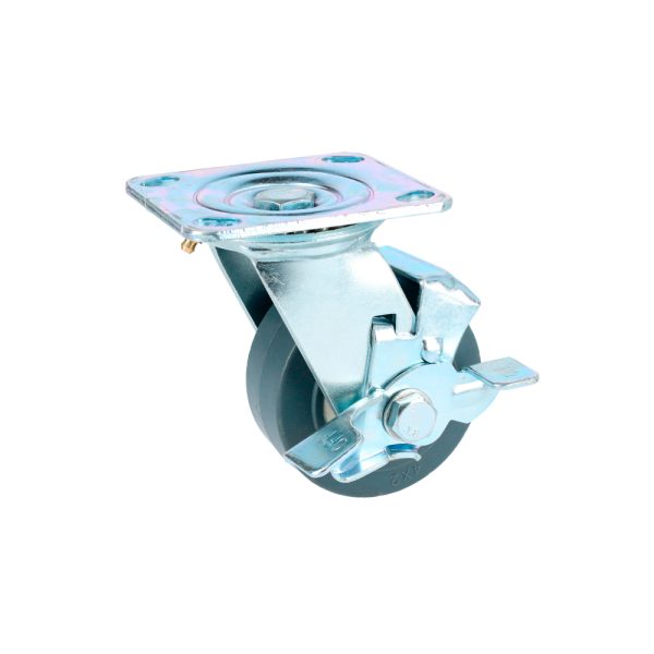 RTG15B - Rodaja de TPR gris giratoria con freno 6" Surtek