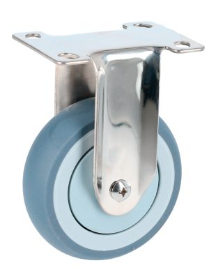 RTI10F.jpg RTI10F - Rodaja de TPR gris con herrajes de acero inoxidable fija 4" Surtek