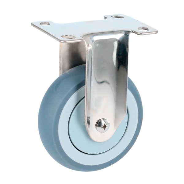 RTI10F.jpg RTI10F - Rodaja de TPR gris con herrajes de acero inoxidable fija 4" Surtek