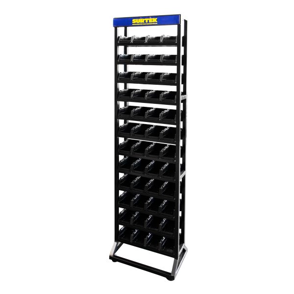 RTORG.jpg RTORG - Rack de piso para tornillos, 48 gavetas plásticas Surtek