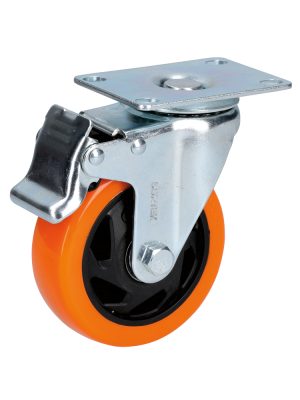 RV5B - Rodaja de PVC naranja giratoria con freno 2" Surtek