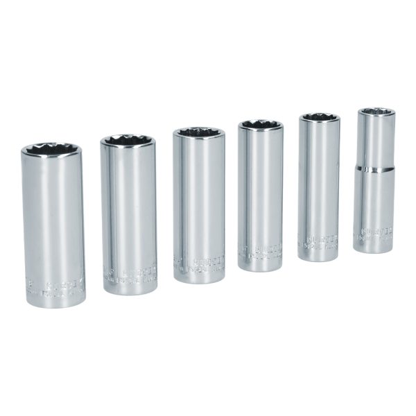 S11S.jpg S11S - Juego de dados largos cuadro de 1/2" 12 puntas, en pulgadas, 6 piezas Surtek