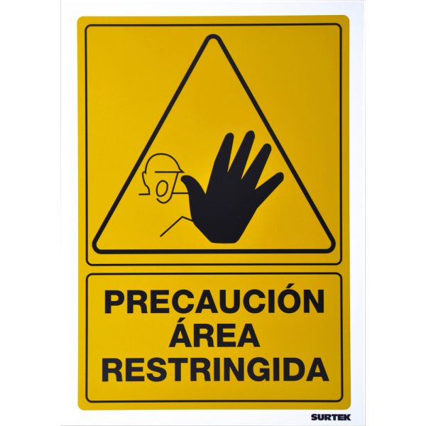 SES34 - Señal "Precaución área restringida" Surtek