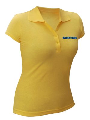SPODAC - Playera tipo polo para dama color amarillo talla CH Surtek