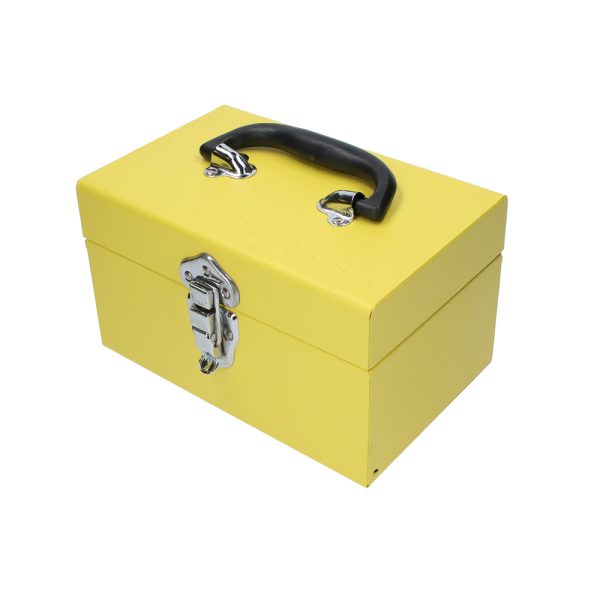 TB09 - Caja portaherramientas metálica color amarillo 9" x 5" x 6" Surtek