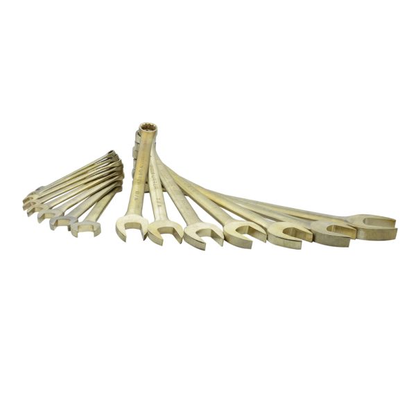 UH1200F - Juego de llaves combinadas de bronce-aluminio antichispa en pulgadas, 12 puntas, 15 piezas Urrea