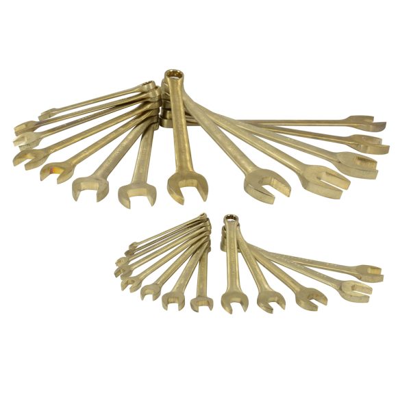 UH1200QM - Juego de llaves combinadas de bronce-aluminio antichispa métricas, 12 puntas, 26 piezas Urrea