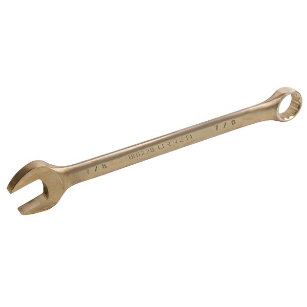 UH1228.jpg UH1228 - Llave combinada de bronce-aluminio antichispa en pulgadas, 12 puntas, 7/8" Urrea