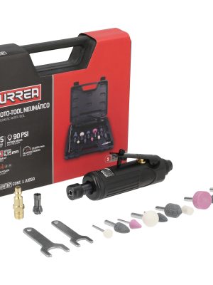 UJMT87 - Juego de moto-tool neumático recto con accesorios, 15 piezas Urrea