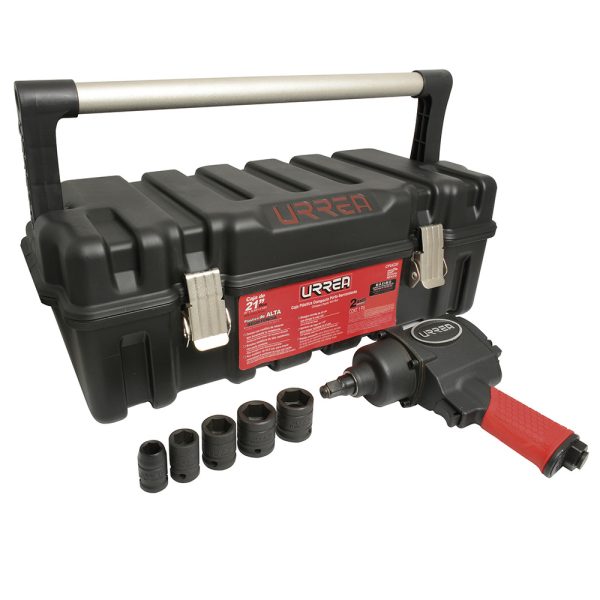 UP731AKM - Juego de pistola de impacto neumática cuadro de 1/2" y accesorios métricos,7 piezas Urrea