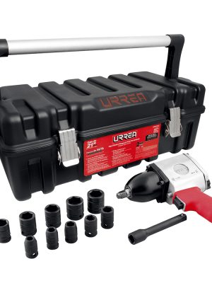 UP734HKM - Juego de pistola de impacto neumática cuadro de 1/2" y accesorios métricos, 13 piezas Urrea