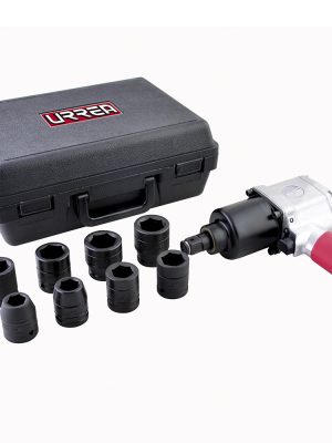 UP772HK.jpg UP772HK - Juego de pistola de impacto neumática cuadro de 3/4" y accesorios en pulgadas, 10 piezas Urrea