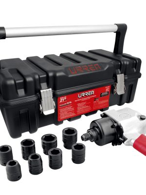 UP776K.jpg UP776K - Juego de pistola de impacto neumática cuadro de 3/4" y accesorios en pulgadas, 10 piezas Urrea