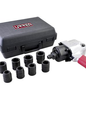 UP776KM.jpg UP776KM - Juego de pistola de impacto neumática cuadro de 3/4" y accesorios métricos, 10 piezas Urrea