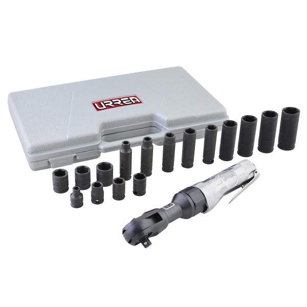 UP886K.jpg UP886K - Juego de matraca neumática y dados cuadro de 3/8" en pulgadas , 14 piezas Urrea