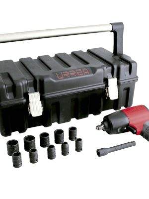 UPC731K - Juego de pistola de impacto neumática cuadro de 1/2" y accesorios en pulgada 13 piezas Urrea