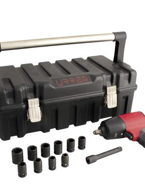UPC731KM - Juego de pistola de impacto neumática cuadro de 1/2" y accesorios métricos, 13 piezas Urrea