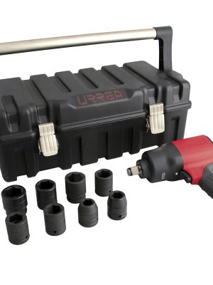 UPC776KM - Juego de pistola de impacto neumática cuadro de 3/4" y accesorios métricos, 10 piezas Urrea