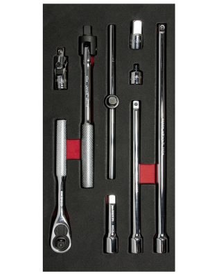 CH105 - Juego de accesorios cuadro de 3/8" 9 piezas, CH105-C Urrea