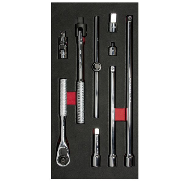 CH105 - Juego de accesorios cuadro de 3/8" 9 piezas, CH105-C Urrea