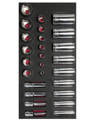 CH106 - Juego de dados cortos y largos cuadro de 3/8" en pulgadas 26 piezas, CH106-C Urrea