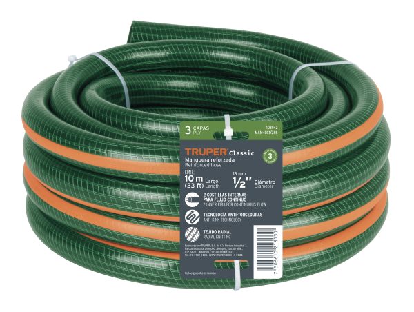 103952 - Manguera de jardín 1', 3 capas, 10m, sin conexiones, TRUPER