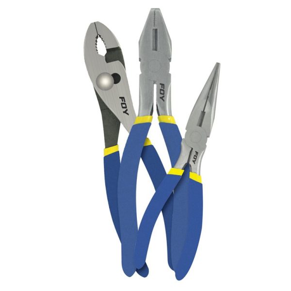 142027 - Juego de pinzas para electricista con mango doble plastisol, 3 piezas Foy