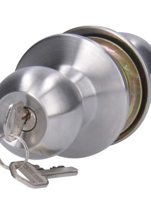 21POP - Pomo cilíndrico bola para constructora función entrada, acero inoxidable, llave std, caja Prolok