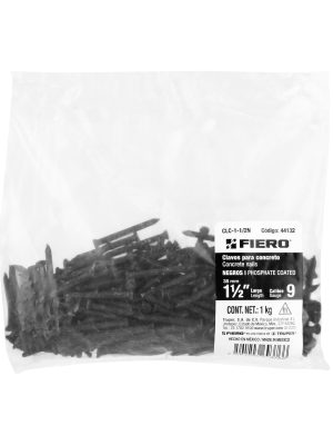 44132 44132 - Bolsa con 1 kg de clavos para concreto negros 1-1/2', FIERO