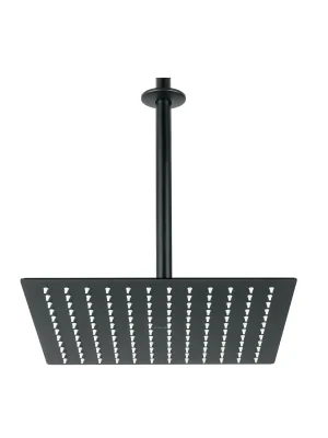 44821 - Regadera plato cuadrado 12' con brazo, negro, FOSET RIVIERA