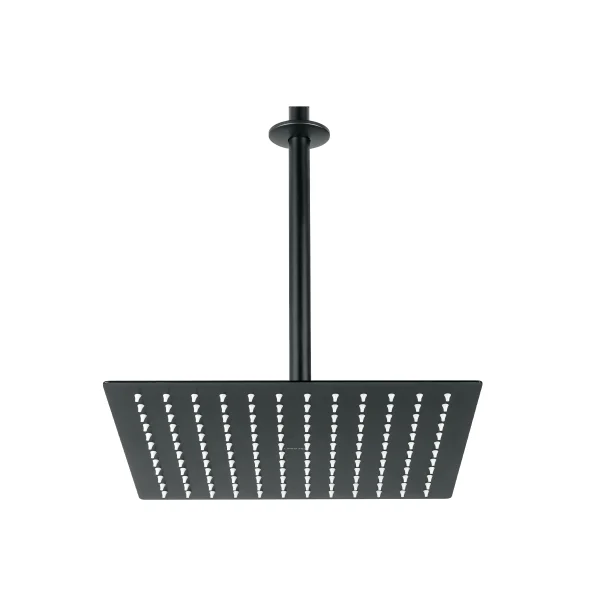 44821 - Regadera plato cuadrado 12' con brazo, negro, FOSET RIVIERA
