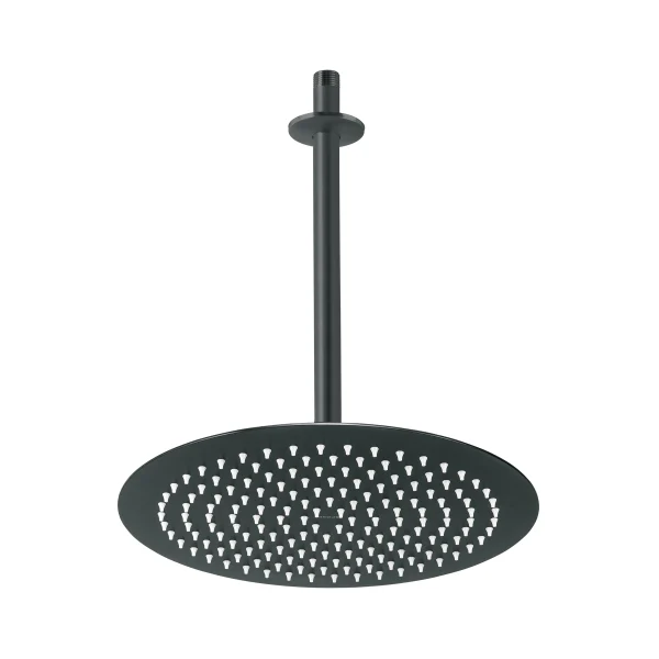 44822 - Regadera plato redondo 12' con brazo, negro, FOSET RIVIERA