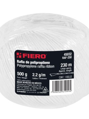 45032 - Rollo de rafia de 230 m color blanco calibre 2.2 g/m, Fiero