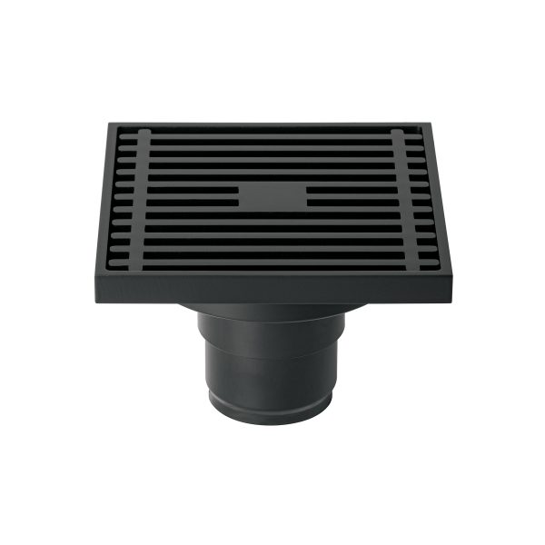 45653 - Resumidero cuadrado 4'x 4', latón, negro, Foset Riviera